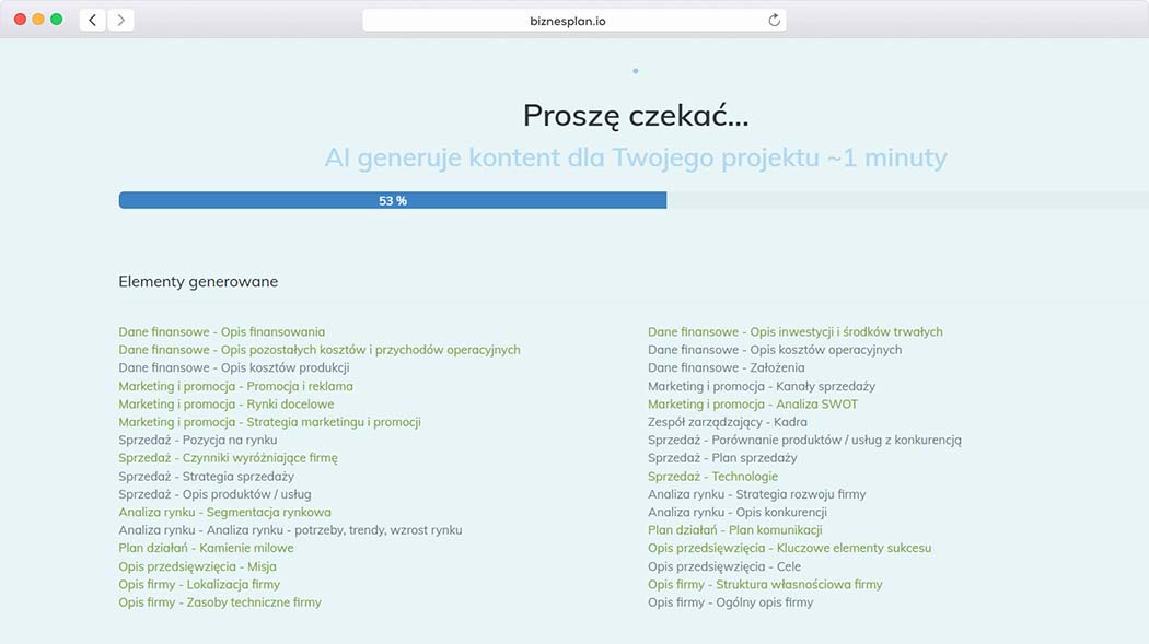 generacja biznesplanu przez AI